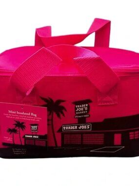 set of (5)Trader Joe's 8 gallon Tote Insulated, Reusable Cooler Bag Hot Pink